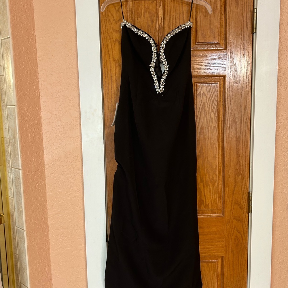 Bardot Black Strapless Dress with Silver Accents - Picture 4 of 10